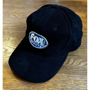 Fox Sports Dad Hat Strapback Black Corduroy Embroidered Baseball Golf‎ Cap Y2K